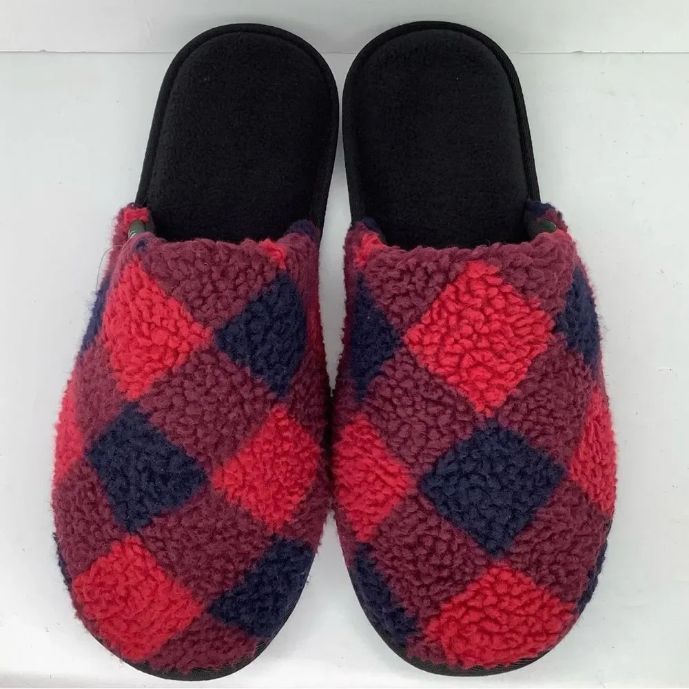 New Woolrich Mountain Ridge Scuff Red,Black Fuzzy Men Slippers Various Sz 10,11